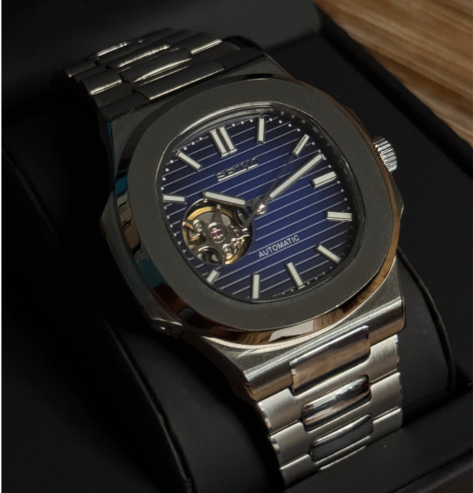 Seiko Mod Nautilus Bleu Cœur Ouvert