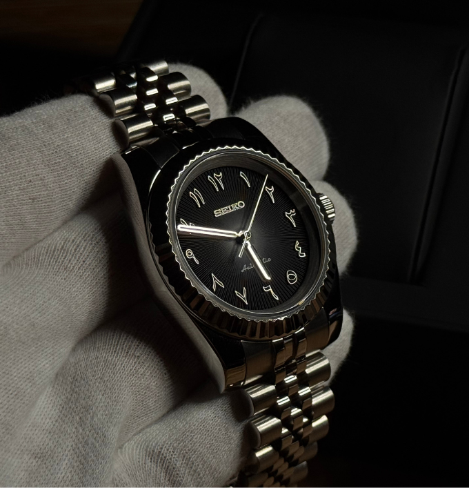 Seiko Mod Datejust Arabic Dial Noire Sans Date